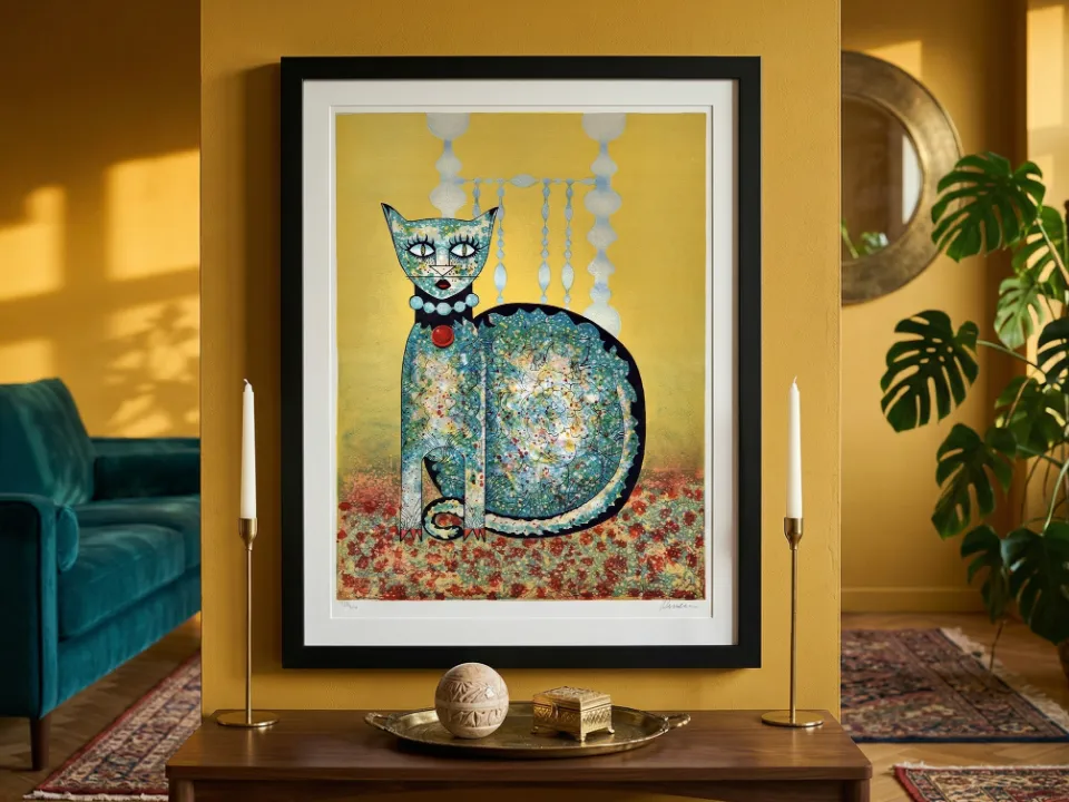 Glamorous Cat by Jose Puig Marti — Original Hand Pulled Lithograph on Paper