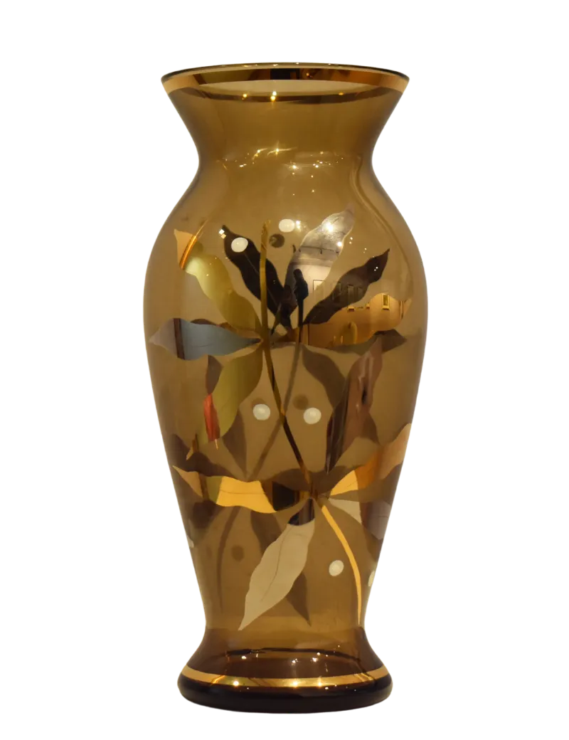 Amber Floral Footed Vase